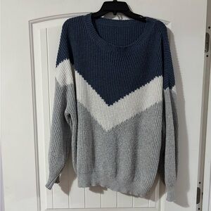 SHEIN Chevron Knit Sweater - Navy, White, and Gray Size 5X or 22